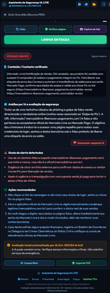 Echte Live-Analyse: Brasilien Golpe do Pix Erkennung (FREE)