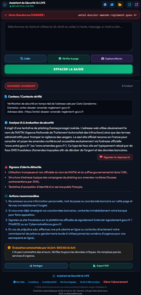 Echte Live-Analyse: Frankreich ANTAI Phishing Erkennung (PRO)